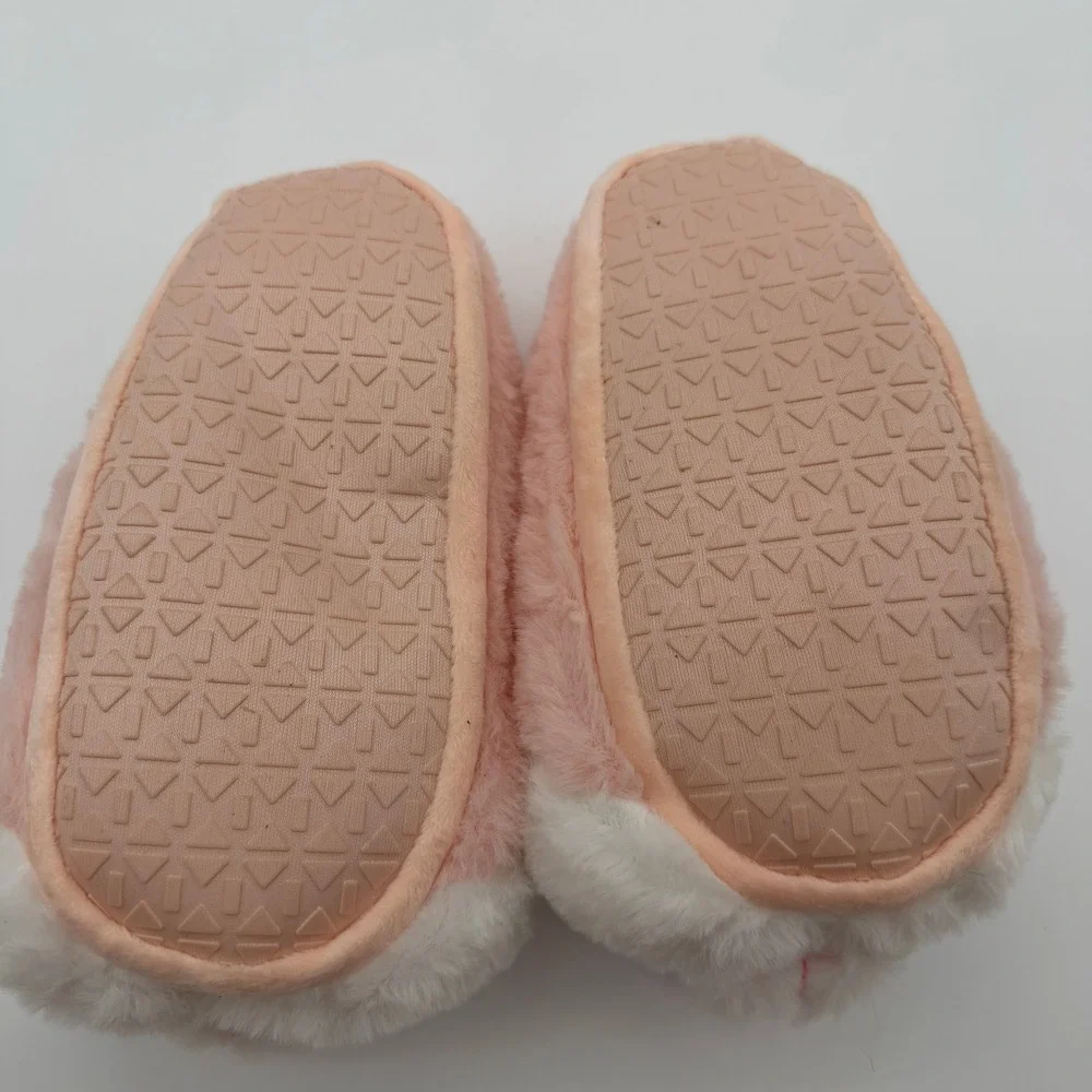 Kids Bunny Rabbit Plush Slippers Pink White Size 1-1.5 Cute Animal House Shoes